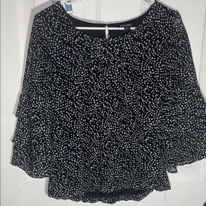Roz & Ali Black Blouse with White Dots
